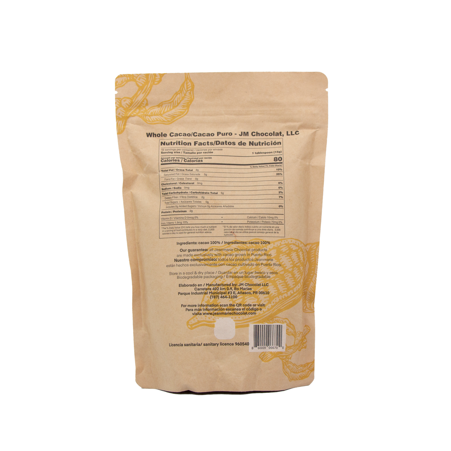 Chocolate en Polvo Jeanmarie - Cacao Puro (10 oz)
