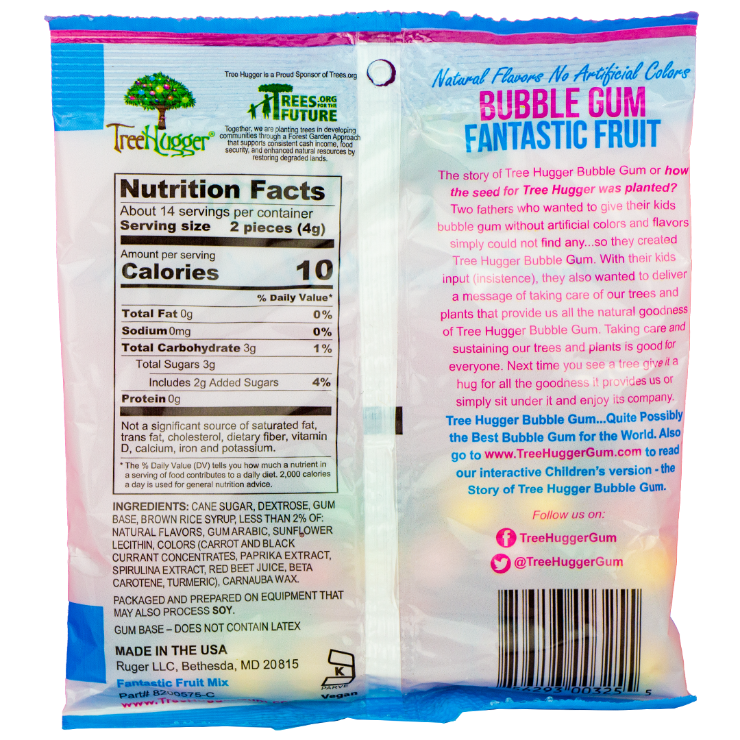 Tree Hugger Bubble Gum - Fantastic Fruit Flavor