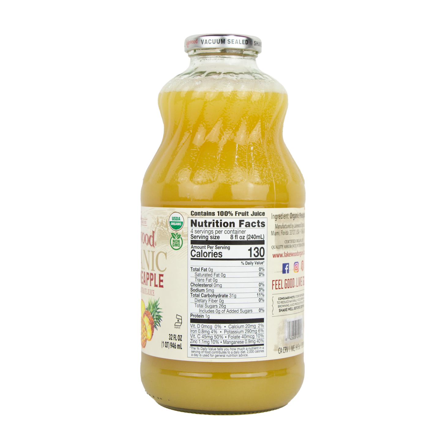 Lakewood Pure Pineapple Organic 32 oz (Store Pick-Up Only)