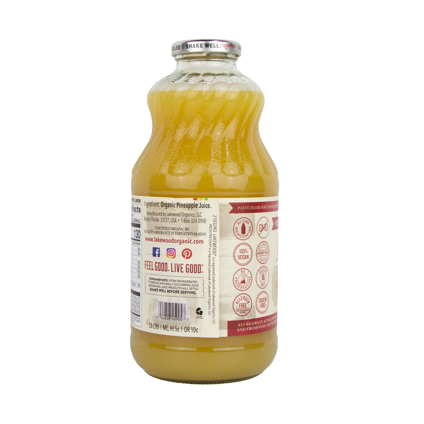 Lakewood Pure Pineapple Organic 32 oz (Store Pick-Up Only)