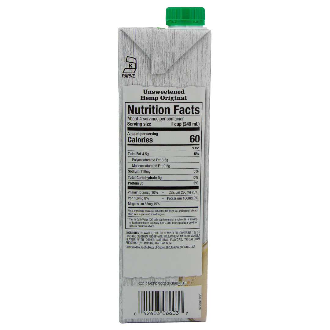Pacific Foods - Hemp Milk - Original Unsweetened (32 oz)