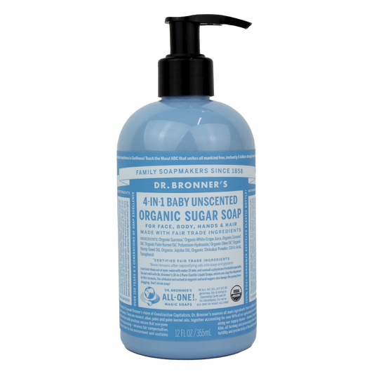 Dr. Bronner's - 4 in 1 - Baby Unscented Sugar Soap - (12 oz)