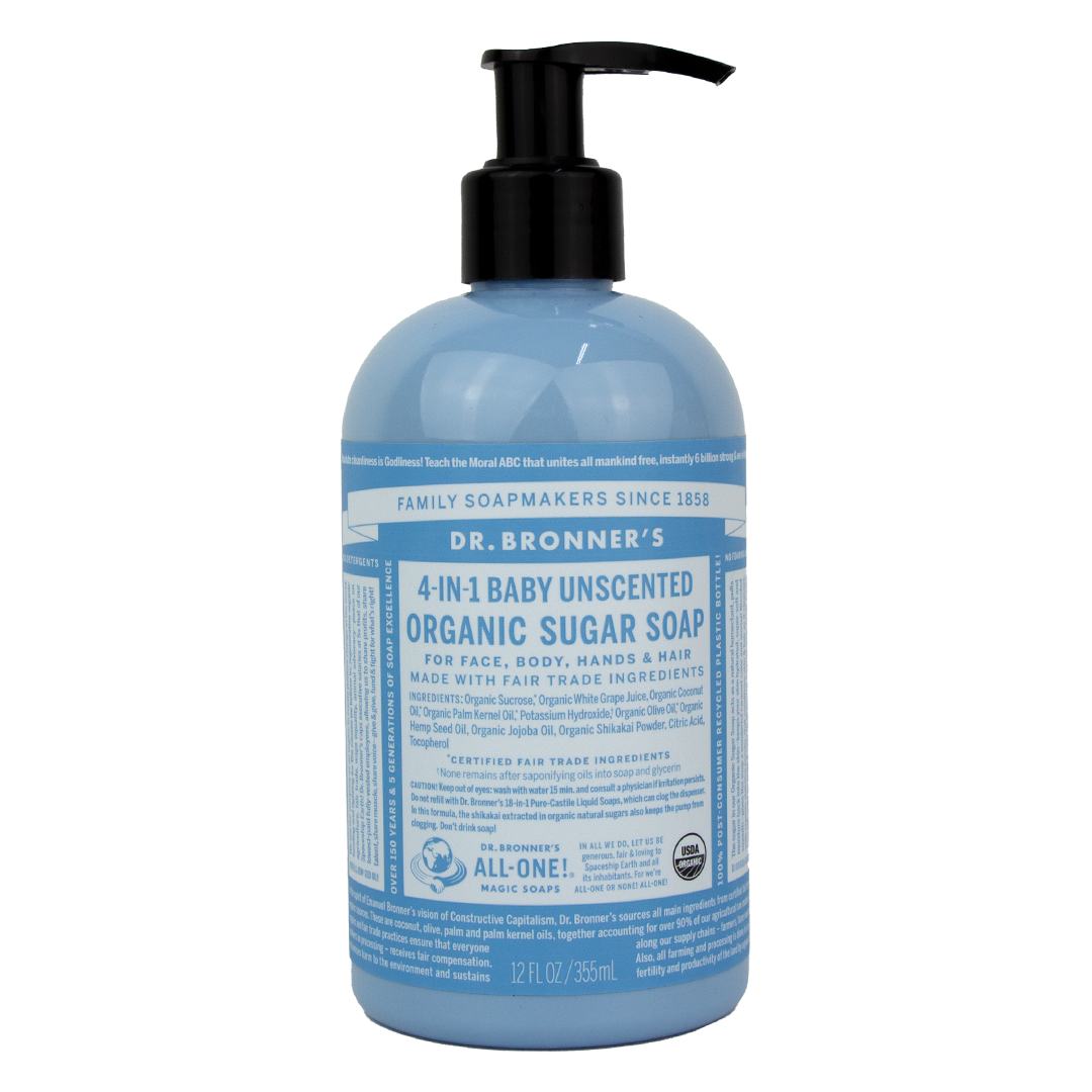 Dr. Bronner's - 4 in 1 - Baby Unscented Sugar Soap - (12 oz)