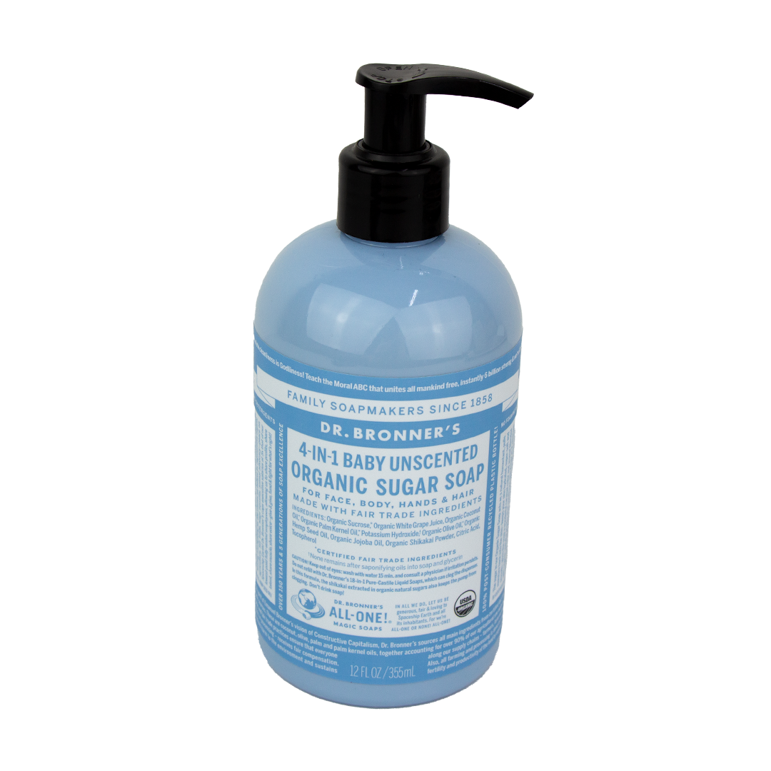 Dr. Bronner's - 4 in 1 - Baby Unscented Sugar Soap - (12 oz)